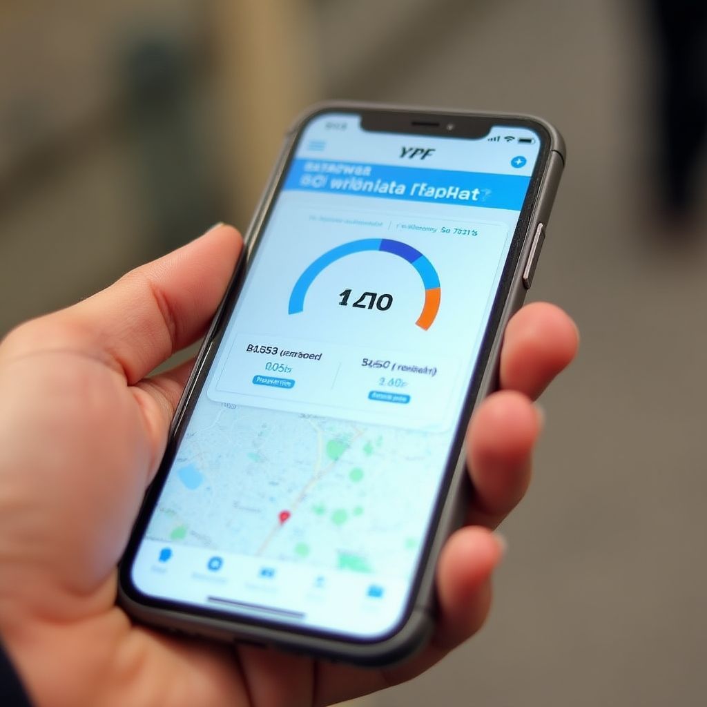 Aplicación móvil de YPF en un smartphone